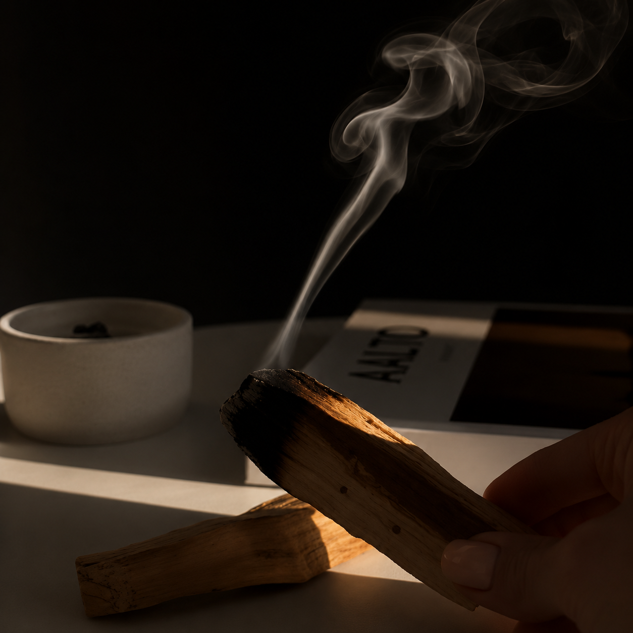 Madera aromática quemada con humo